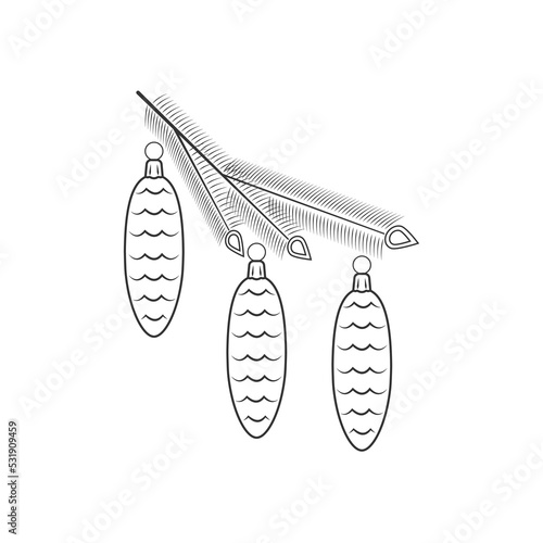Vector icon of Christmas decorations. Cones on the Christmas tree.