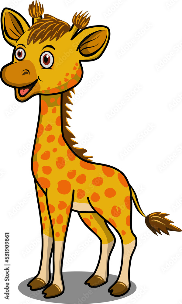 Obraz premium giraffe cartoon illustration in transparent isolated background