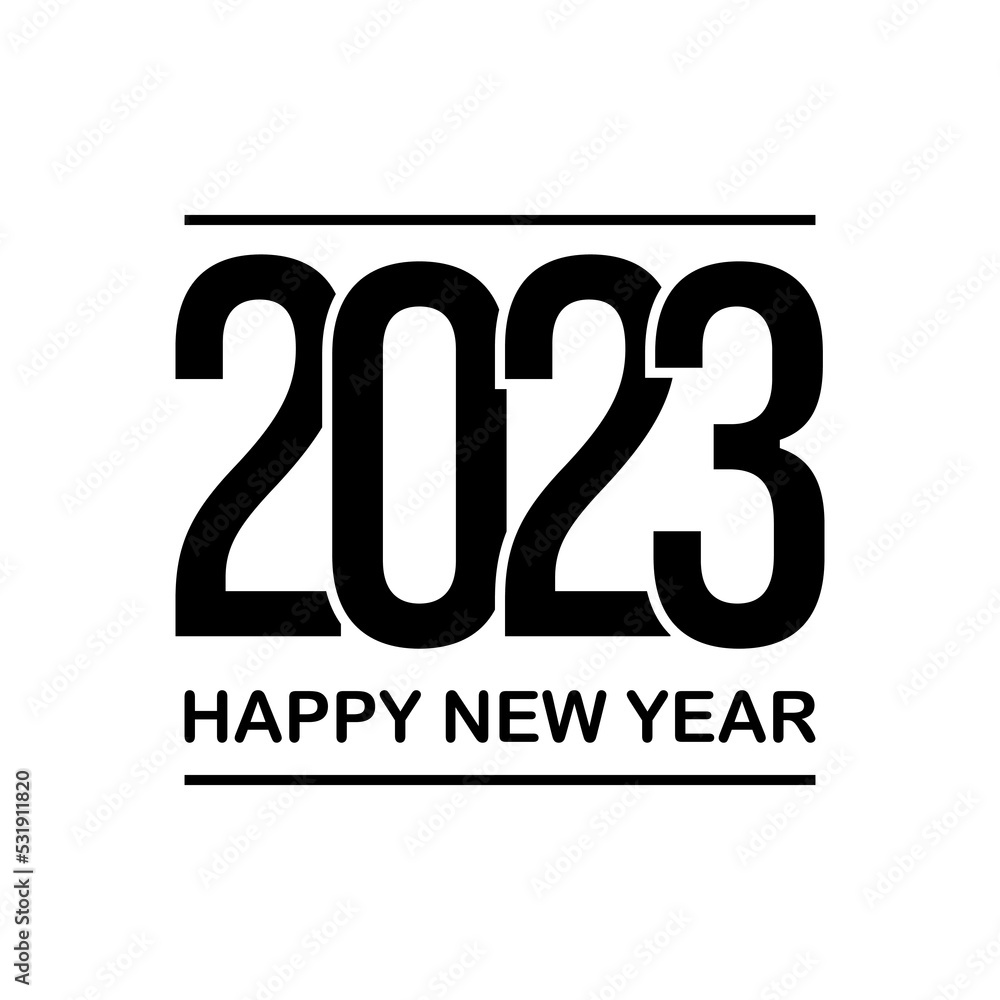 Happy New Year 2023. Black and white simple greeting card, banner, design element.
Happy New Year 2023. Black and white simple greeting card, banner, design element.