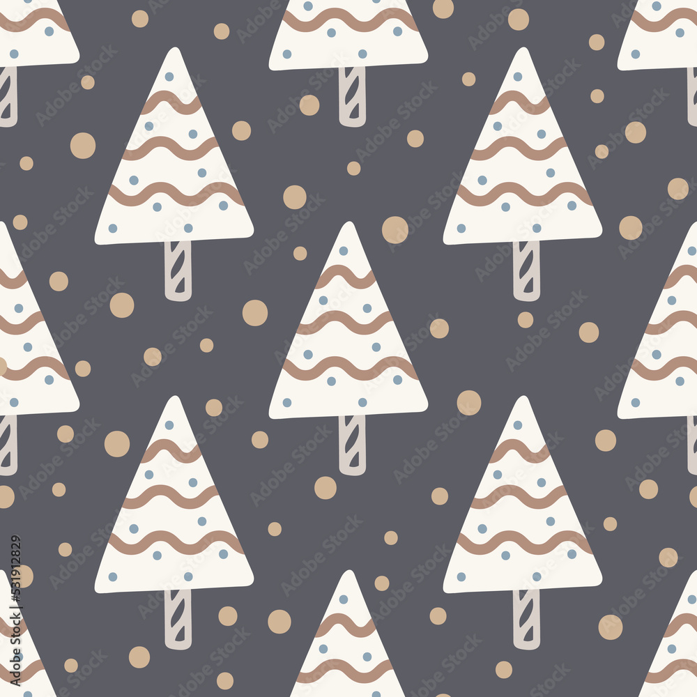 Christmas tree and snowflake seamless pattern. New Year Vector illustration Christmas tree and snowflake seamless pattern. New Year Vector illustration