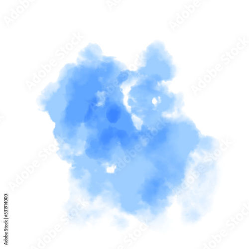 Watercolor blue brushstrokes on transparent background