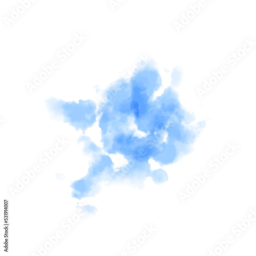 Watercolor blue brushstrokes on transparent background