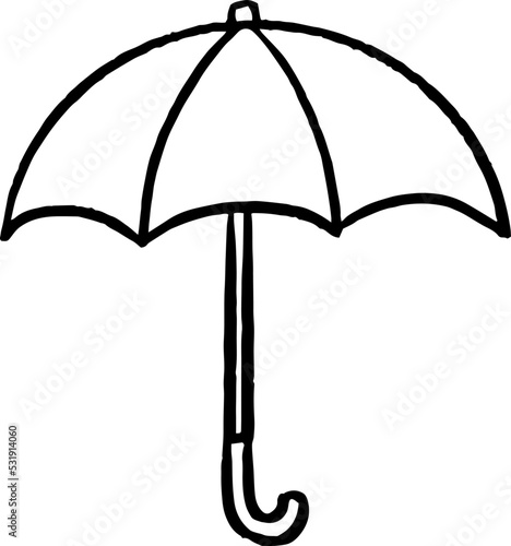 Vector illustration of umbrella in hand-drawn style.