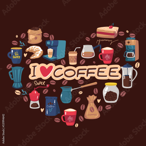heart from coffee beans  vector illustration love coffee