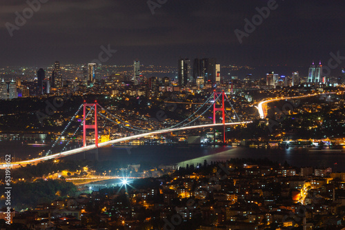 Istanbul Bosphorus Bridge in the Night Lights  Uskudar Istanbul  Turkey