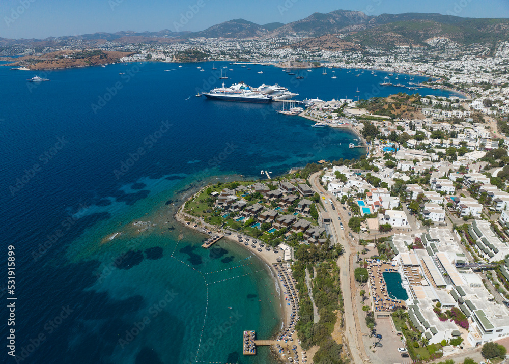 Bodrum Castle and Bodrum Marina Drone Photo, Bodrum Mugla, Turkey Bodrum Castle and Bodrum Marina Drone Photo, Bodrum Mugla, Turkey