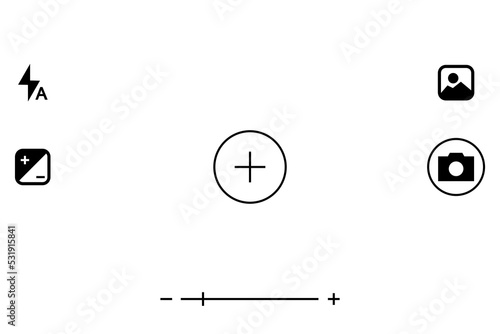 Video camera frame with record indicator. Photo camera viewfinder isolated on white background