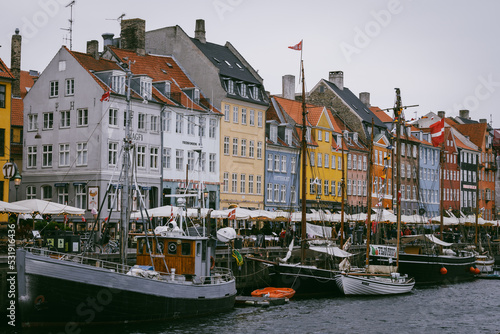 Streets of Nyhavn in Copenhagen Denmark