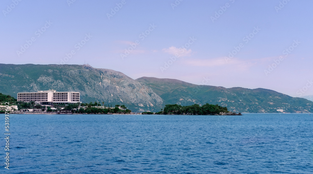 Corfu island landscape coast view from the sea