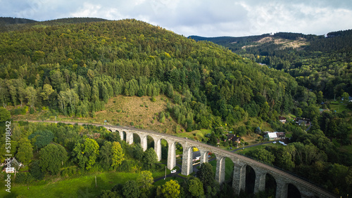 Railroad viaduct in Novina, Kryštofovo údolí, Liberec, Czech Republic 