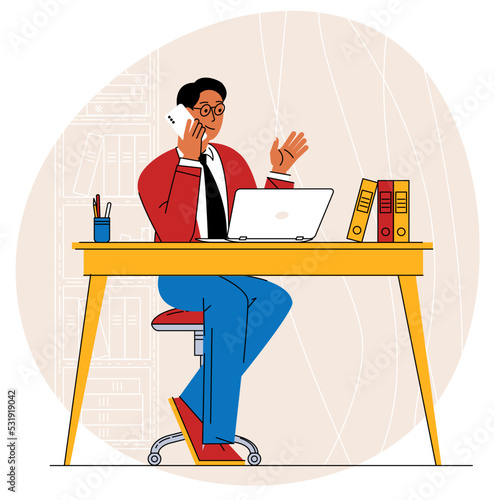 man sitting at the office table.