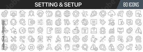 Setting and setup line icons collection. Big UI icon set in a flat design. Thin outline icons pack. Vector illustration EPS10