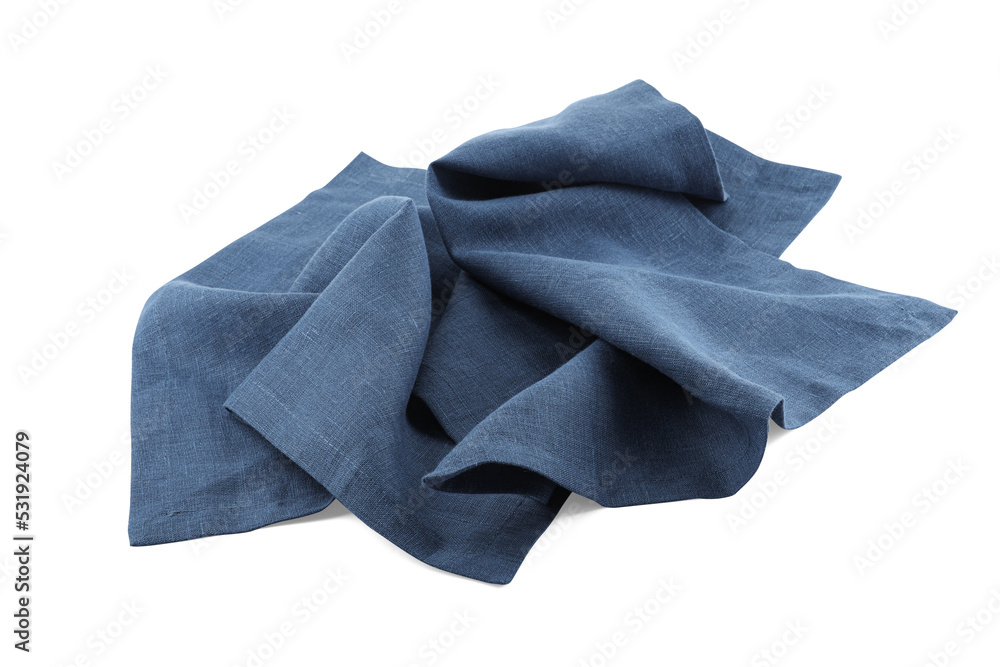 Blue cloth kitchen napkin isolated on white