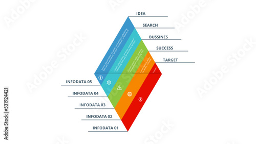Triangle with 5 elements, infographic template for web, business, presentations, vector illustration. Business data visualization. © Tetiana