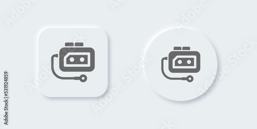 Vintage audio player solid icon in neomorphic design style. Retro equipment signs vector illustration.