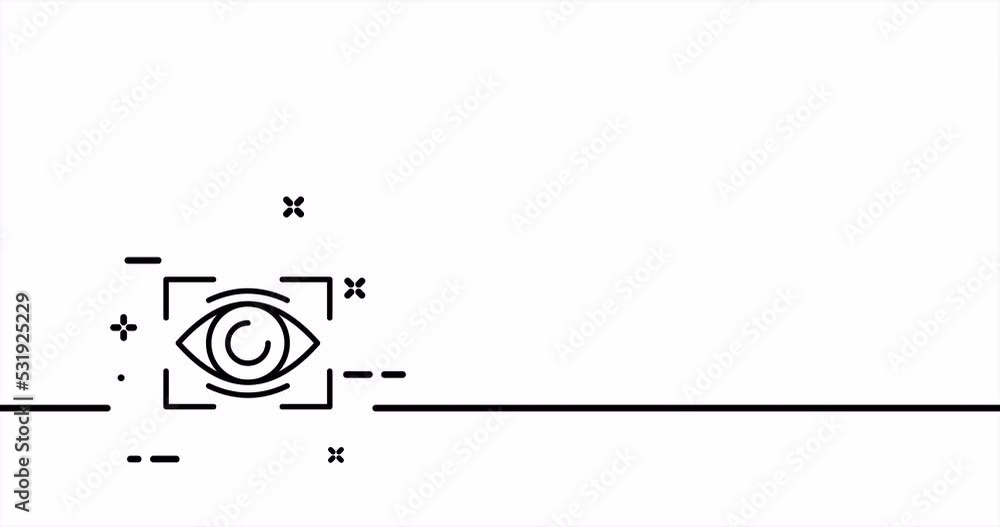 Eye scanning. Security system, dna, iris, face id, privacy, personal data, recognition, identity verification, biometry. One line drawing animation. Motion design. Animated technology logo. Video 4K Eye scanning. Security system, dna, iris, face id, privacy, personal data, recognition, identity verification, biometry. One line drawing animation. Motion design. Animated technology logo. Video 4K