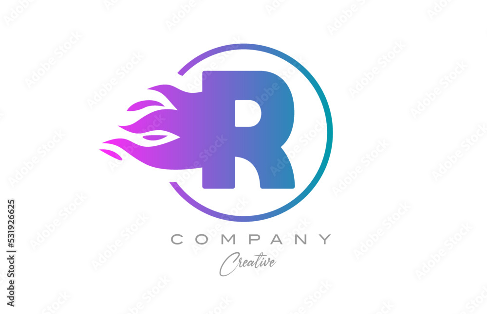 pink R alphabet letter icon for corporate with purple flames. Design with suitable for a company logo pink R alphabet letter icon for corporate with purple flames. Design with suitable for a company logo