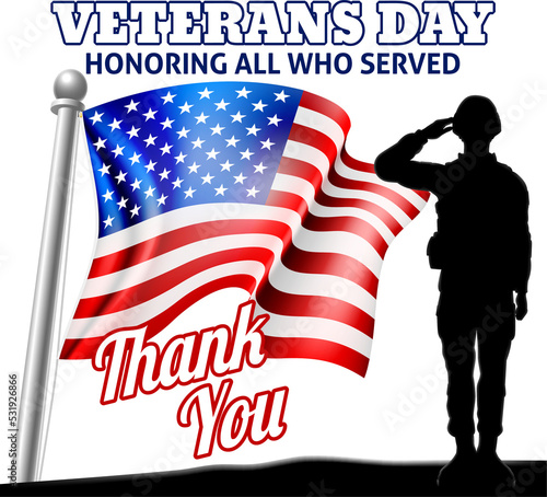A patriotic soldier salutin...