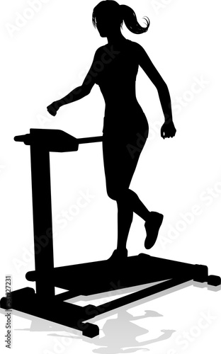 Gym Woman Silhouette Treadm...