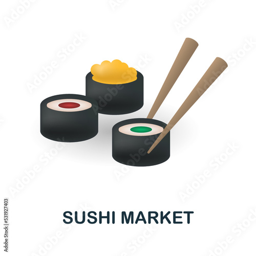 Sushi Market icon. 3d illustration from small business collection. Creative Sushi Market 3d icon for web design, templates, infographics and more