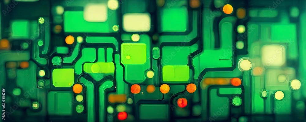 Circuit board background, can be used as digital dynamic wallpaper, technology background. 3D Render abstract background made of array of points and line with green overtones. High resolution. Circuit board background, can be used as digital dynamic wallpaper, technology background. 3D Render abstract background made of array of points and line with green overtones. High resolution.