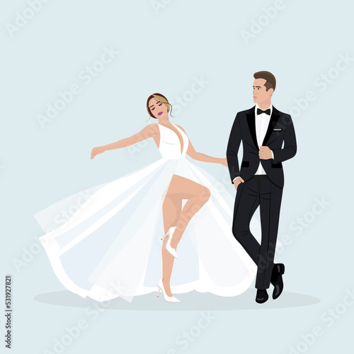 The bride and groom dance at the wedding.