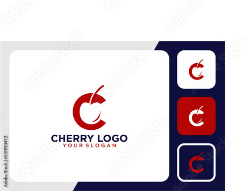 cherry logo design with letter c and red