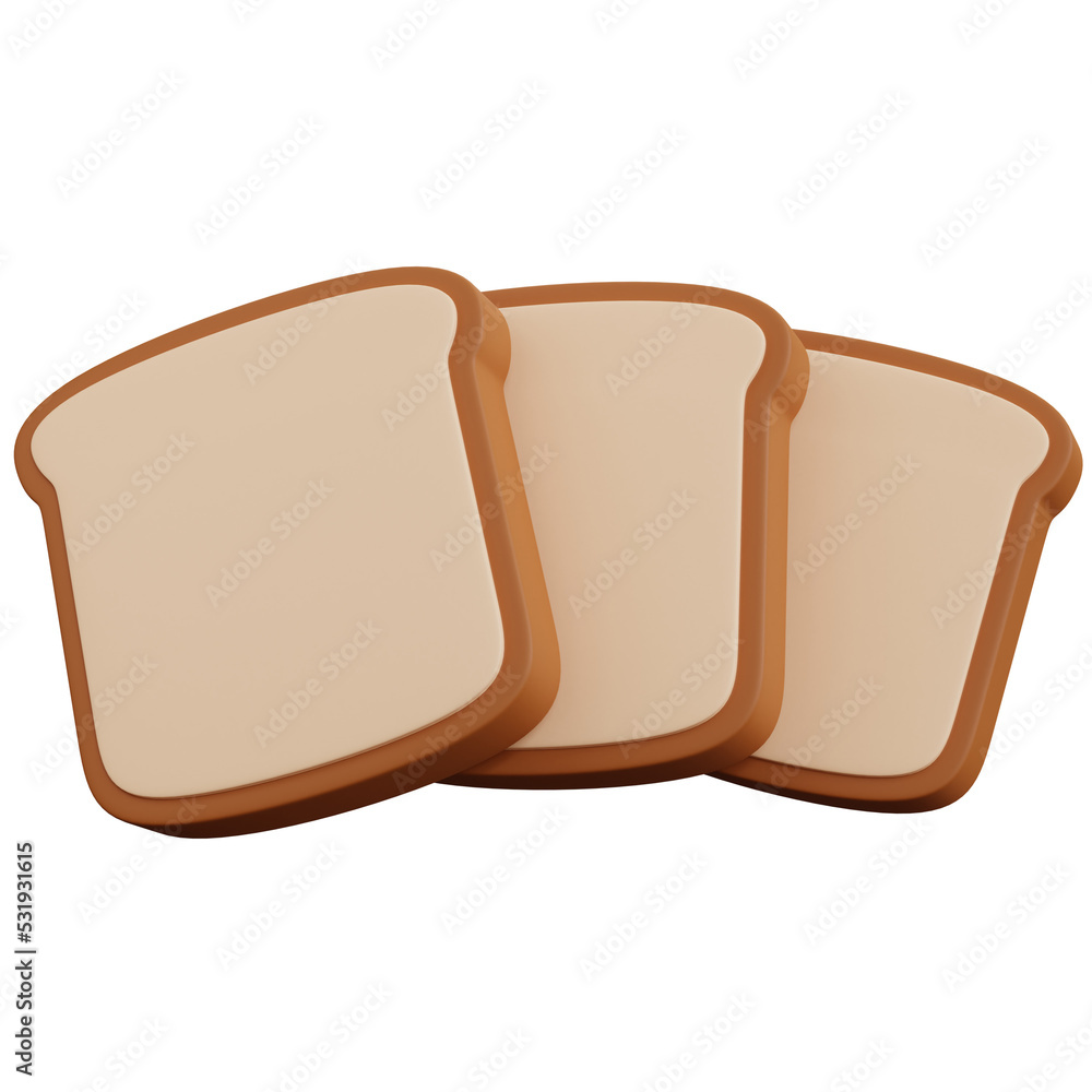 Obraz premium 3d rendering three bread isolated