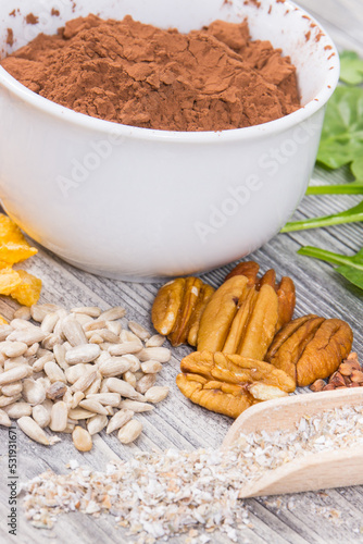 Healthy food as source natural magnesium, fiber and other vitamins and minerals