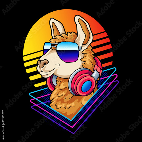 Llama head with retro style 