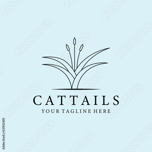 cattails line art logo, icon and symbol, vector illustration design