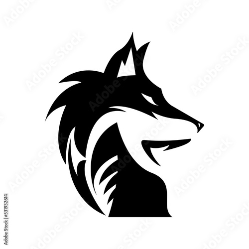 wolf silhouette Logo design template