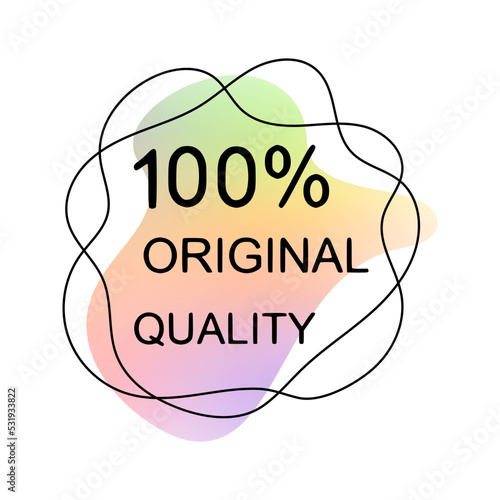 100 percent original quality, percentage icon, design element, vector stickers