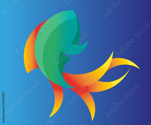 Vector pez, pez multicolor, ilustración pez, logo pez.
