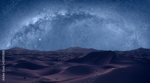 Fotografija Amazing milky way over the sand dunes of Sahara Desert - Sahara, Morocco