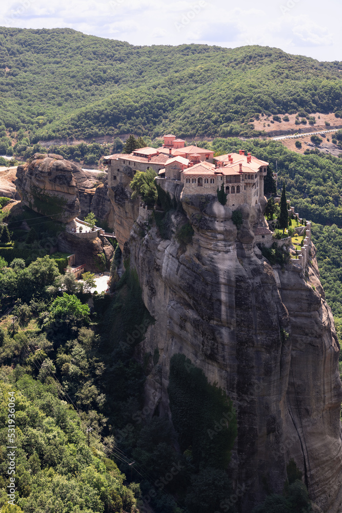 The Monastery of St Varlaam is Eastern Orthodox monastery, part of Meteora monastery complexes. It situated on top of rocky precipice 373 meters above Thessaly valley floor, Greece