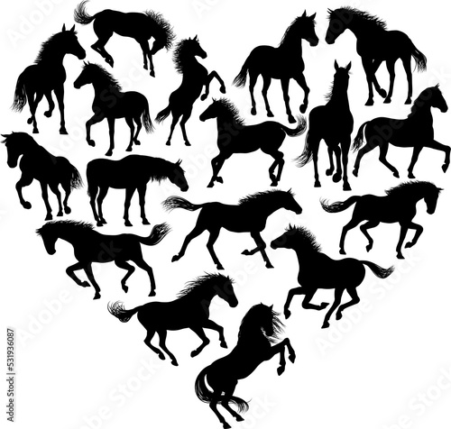 Horse Silhouette Heart