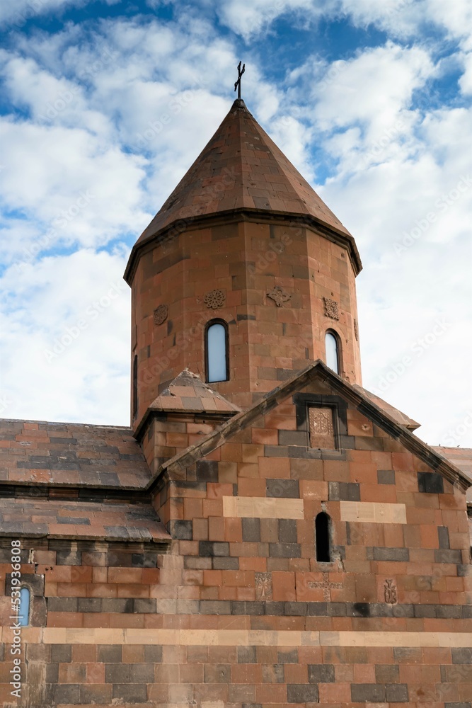 Armenia, Khor Virap, September 2022. The polygonal tower of the main temple of the monastery.