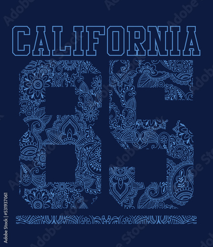 Number and bandanna pattern chart.T shirt print