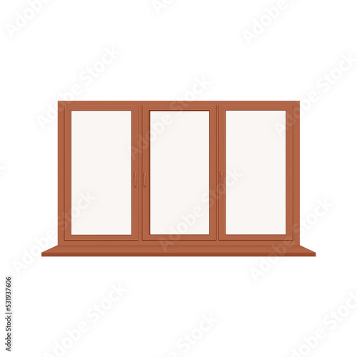 Three section window frame with sill realistic vector illustration isolated.