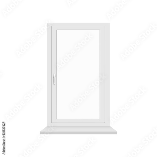 Template of window frame with windowsill realistic vector illustration isolated.