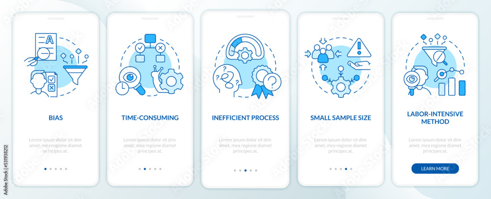 Disadvantages of case study blue onboarding mobile app screen. Issues ...