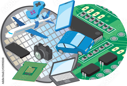 半導体が使用される機械のイメージイラスト