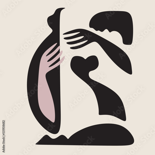 Woman cubism art style, abstract portrait. Designed in a modern style oil on canvas with elements of fine art of pastel painting.