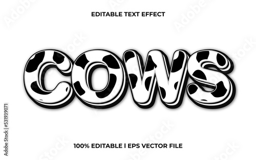 cows 3d text effect with trendy theme. polka dot text lettering typography font style