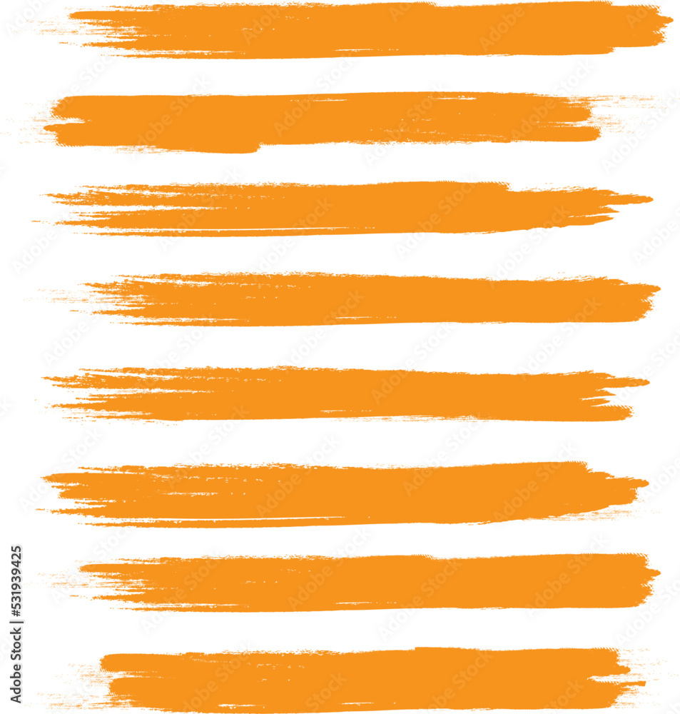 Orange brush stroke set isolated on background. Collection of trendy brush stroke vector for orange ink paint, grunge backdrop, dirt banner, watercolor design and dirty texture. Brush stroke vector Orange brush stroke set isolated on background. Collection of trendy brush stroke vector for orange ink paint, grunge backdrop, dirt banner, watercolor design and dirty texture. Brush stroke vector