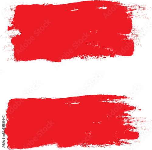 Red brush stroke set isolated on background. Collection of trendy brush stroke vector for red ink paint, grunge backdrop, dirt banner, watercolor design and dirty texture. Brush stroke vector