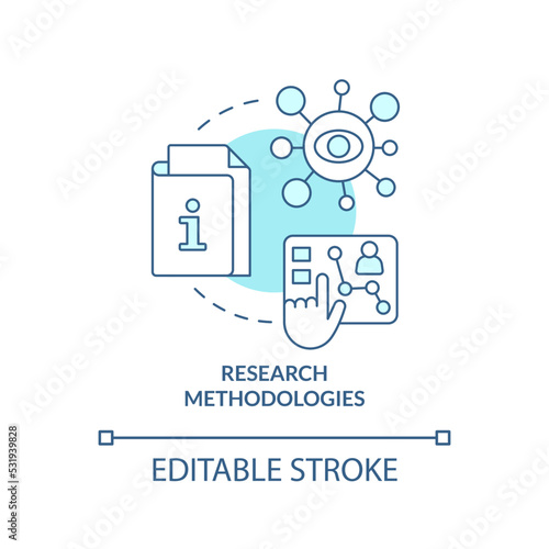 Research methodologies turquoise concept icon. Advantage of case study abstract idea thin line illustration. Isolated outline drawing. Editable stroke. Arial, Myriad Pro-Bold fonts used