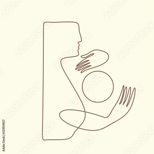 Line art Cubism abstract woman body, line drawing, trendy portrait, fashion cute minimal design. Contemporary monohrome artwork