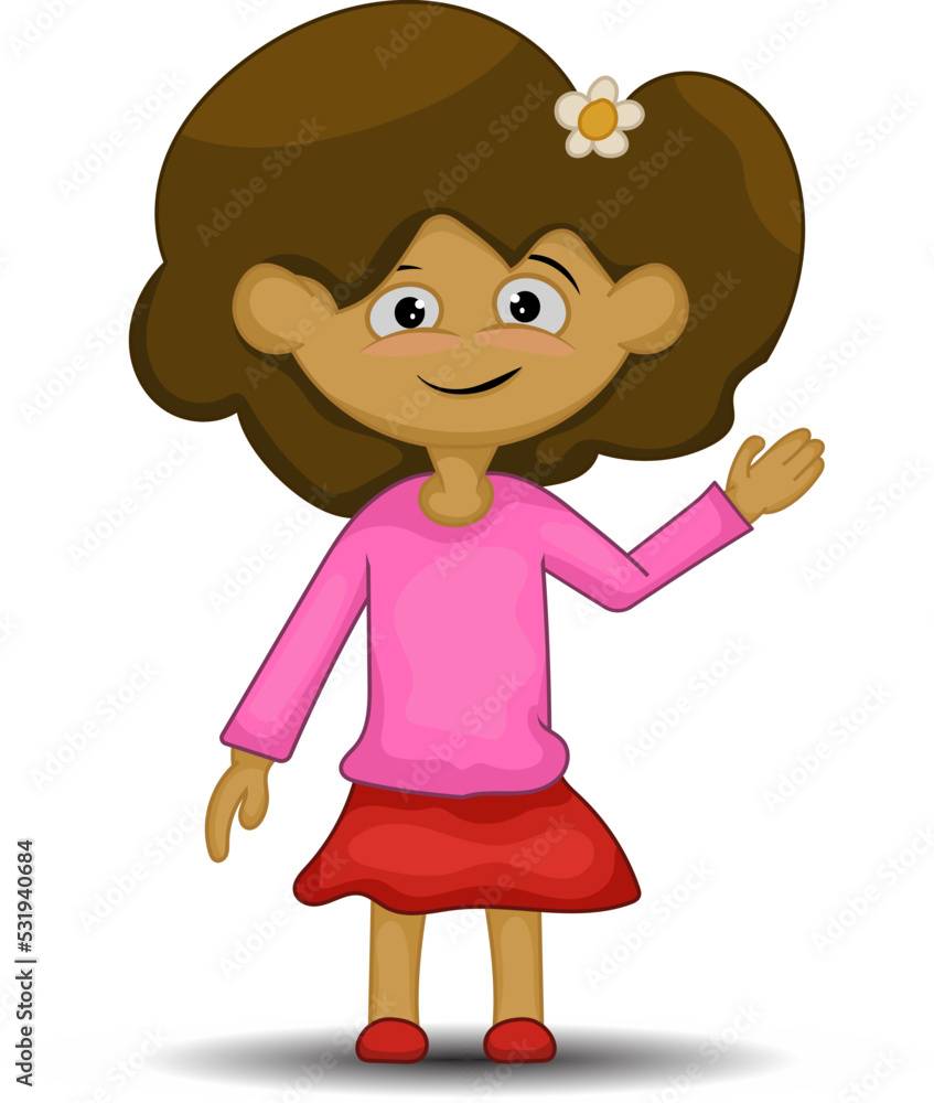 Cute smiling little girl dressed in a pink skirt long sleeved Tshirt Cute smiling little girl dressed in a pink skirt long sleeved Tshirt
